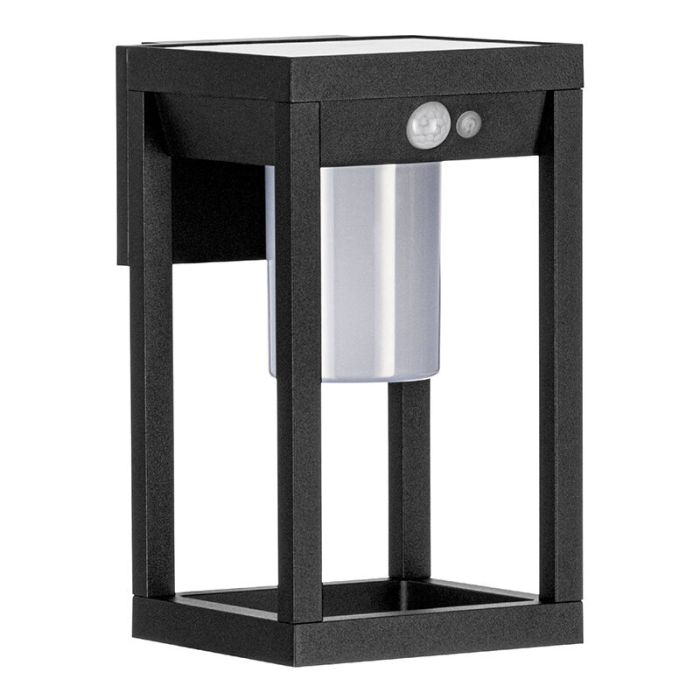 Zwarte moderne buiten wandlamp op zonne-energie aluminium, Kwame, 3,7W, 4000K LED, IP44
