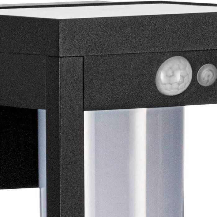 Zwarte moderne buiten wandlamp op zonne-energie aluminium, Kwame, 3,7W, 4000K LED, IP44