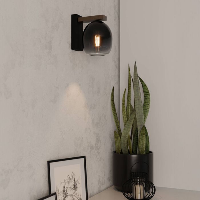 Bruine moderne wandlamp hout, Frida