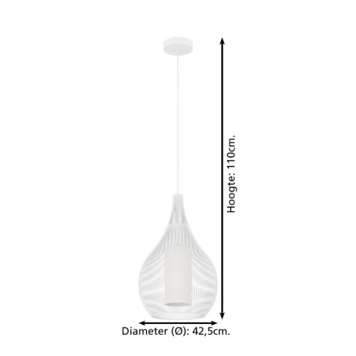 Witte industriële hanglamp glas, Maritima
