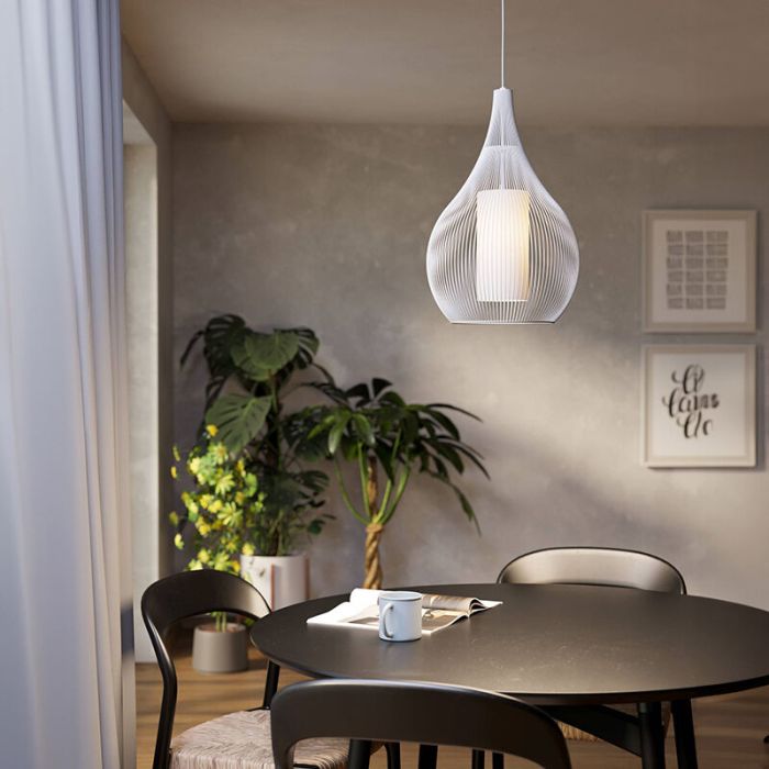 Witte industriële hanglamp glas, Maritima