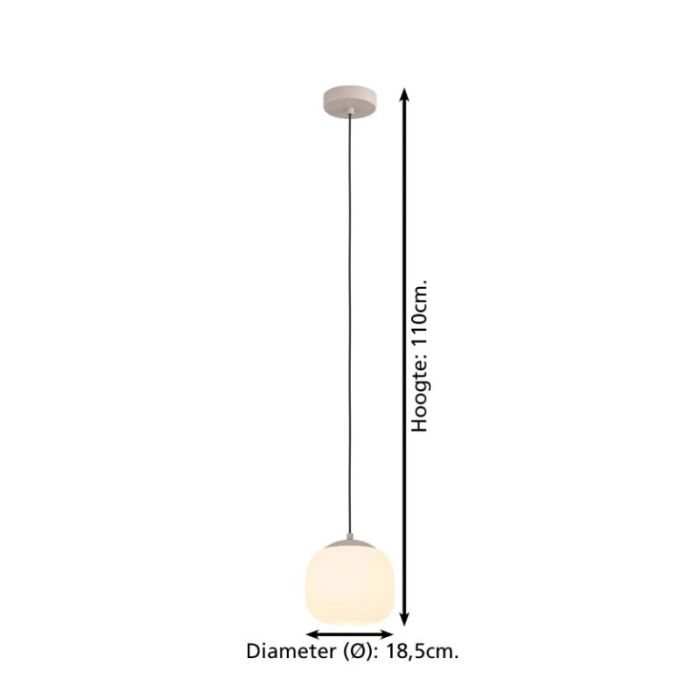 Taupe hanglamp glas, Claudia
