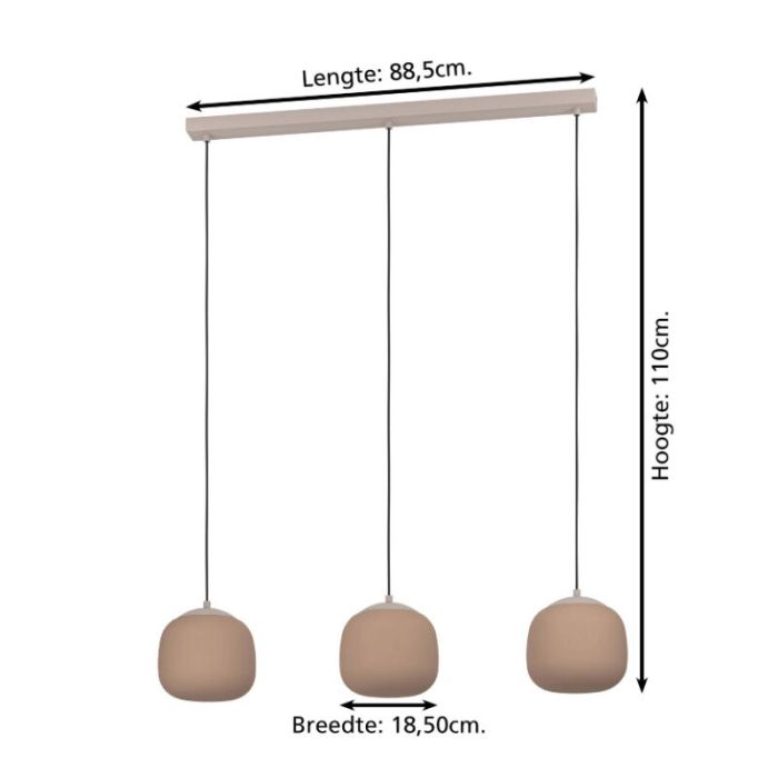 Taupe hanglamp glas, Claudia