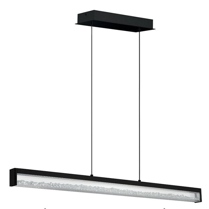 Zwarte design hanglamp kristal, Aarnoud, 6W, warm tot koud wit verstelbare LED, met touchdimmer