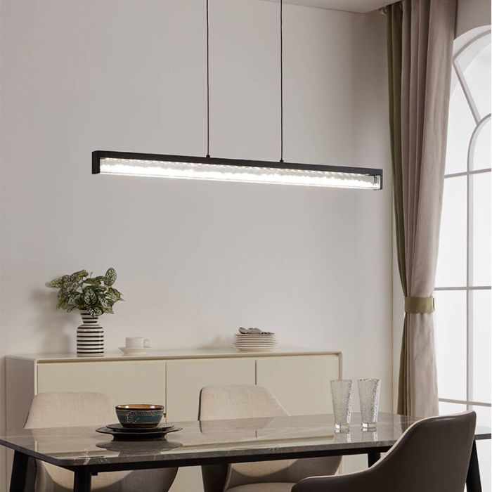 Zwarte design hanglamp kristal, Aarnoud, 6W, warm tot koud wit verstelbare LED, met touchdimmer