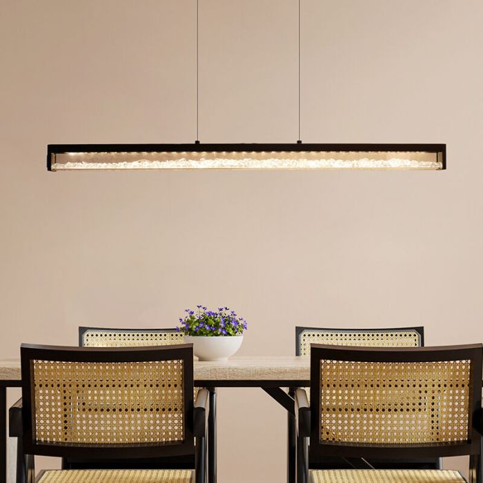Zwarte design hanglamp kristal, Aarnoud, 6W, warm tot koud wit verstelbare LED, met touchdimmer