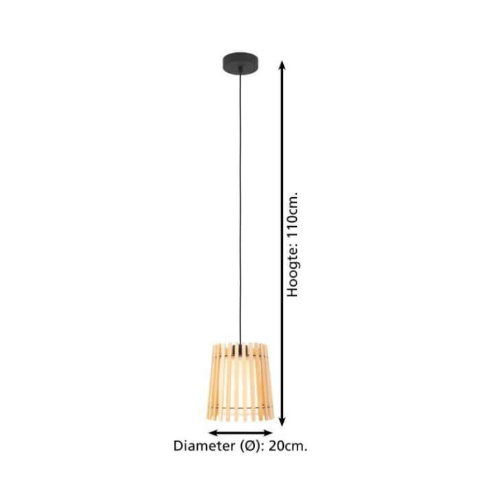 Landelijke eettafel hanglamp hout, Farah
