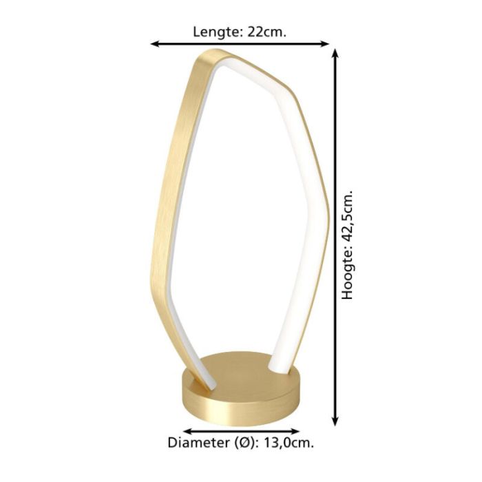 Gouden design tafellamp aluminium, Samson, 10,8W, 3000K LED, met schakelaar