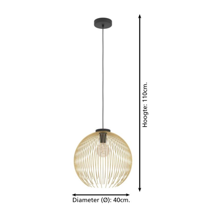 Gouden industriële hanglamp staal, Keimpe
