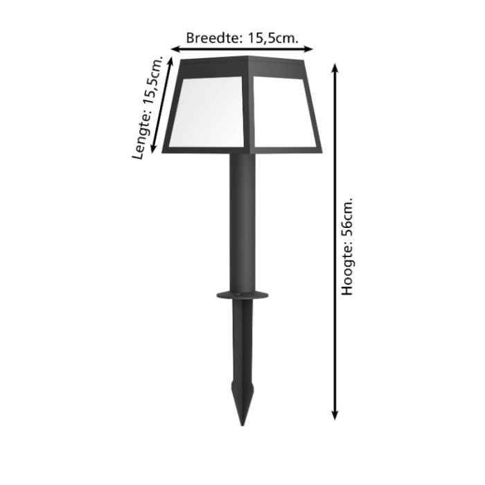 Zwarte solar prikspots kunststof, Imelda, 7,5W, 3000K LED, IP65