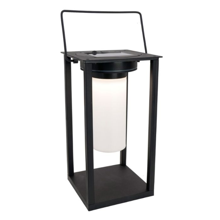 Zwarte solar buiten tafellamp, Hillebrand, 3,3W, 4000K LED, IP54, met schakelaar
