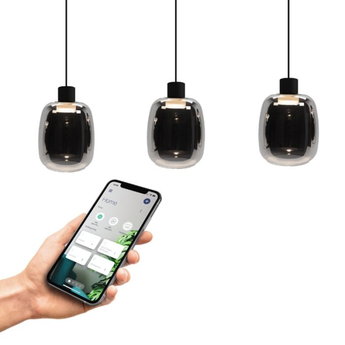 Moderne smart hanglamp rookglas, Tamika, 3,7W, RGBW LED