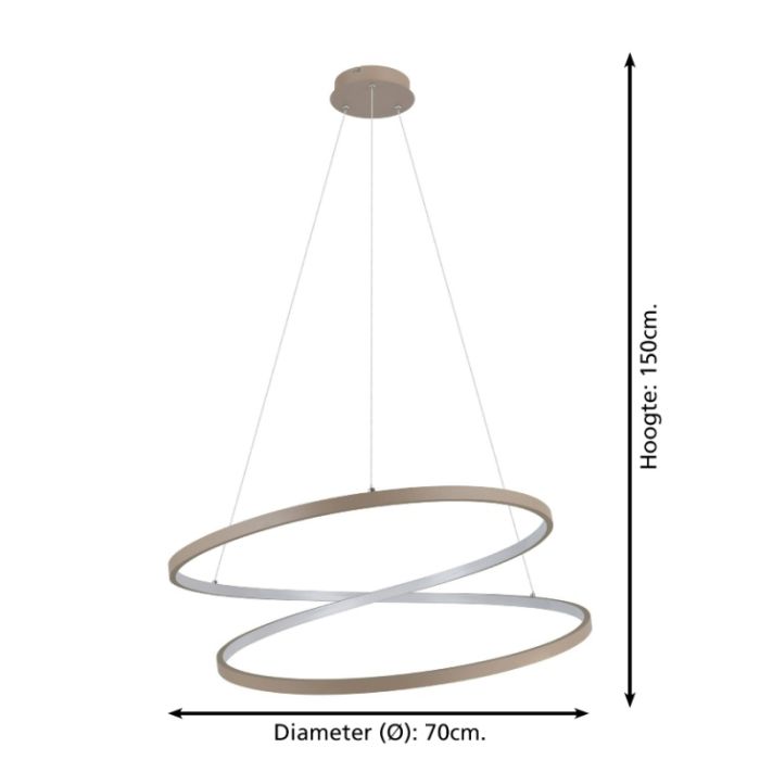 Beige moderne hanglamp aluminium, Ties, 42W, 3000K LED