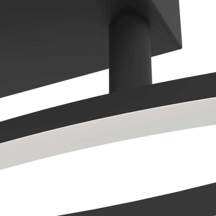 Zwarte design plafondlamp staal, Tevin, 12W, 4000K LED