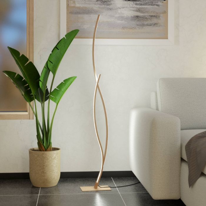 Bruine design vloerlamp staal, Tevin, 20W, 4000K LED, met schakelaar