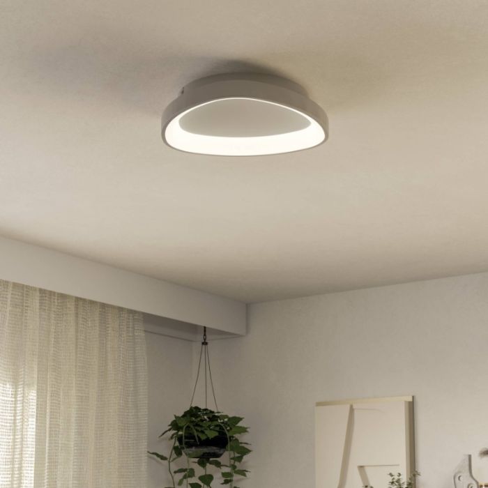 Witte plafondlamp, Shauni, 12W, warm tot koud wit verstelbare LED, met afstandsbediening