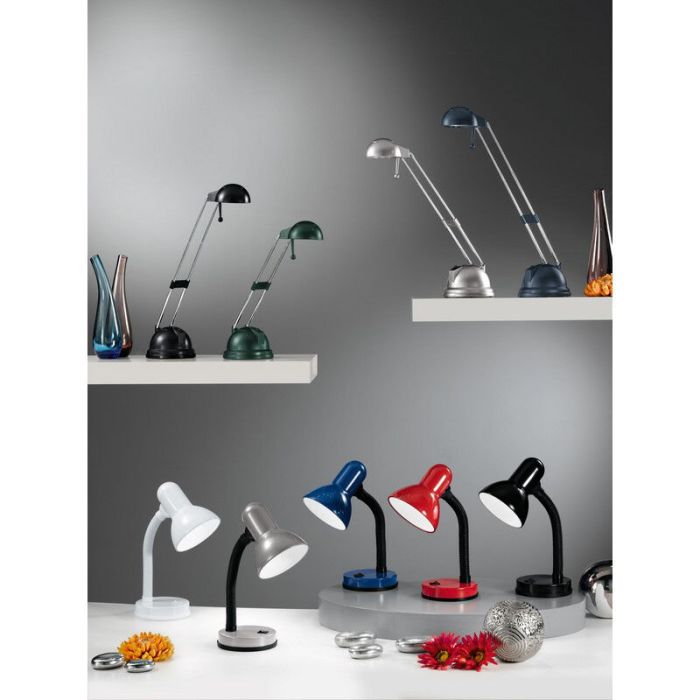 Zilveren bureaulamp kunststof, Sten, met schakelaar