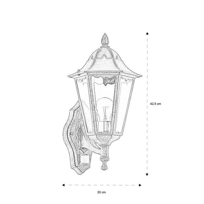 Zwarte klassieke buiten wandlamp met bewegingssensor aluminium, Leanna, IP44