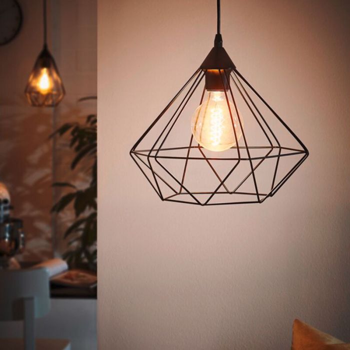 Zwarte industriële hanglamp metaal, Costel