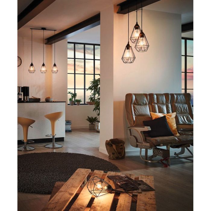 Zwarte industriële hanglamp metaal, Costel