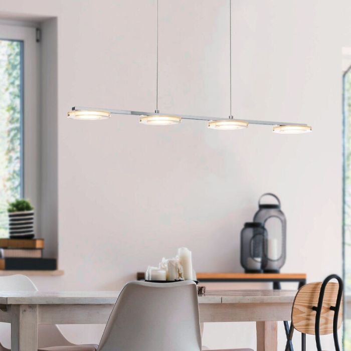 Chromen moderne hanglamp kunststof, Pace, 5W, 3000K LED