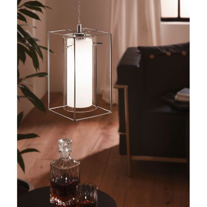 Chromen industriële hanglamp glas, Aprica