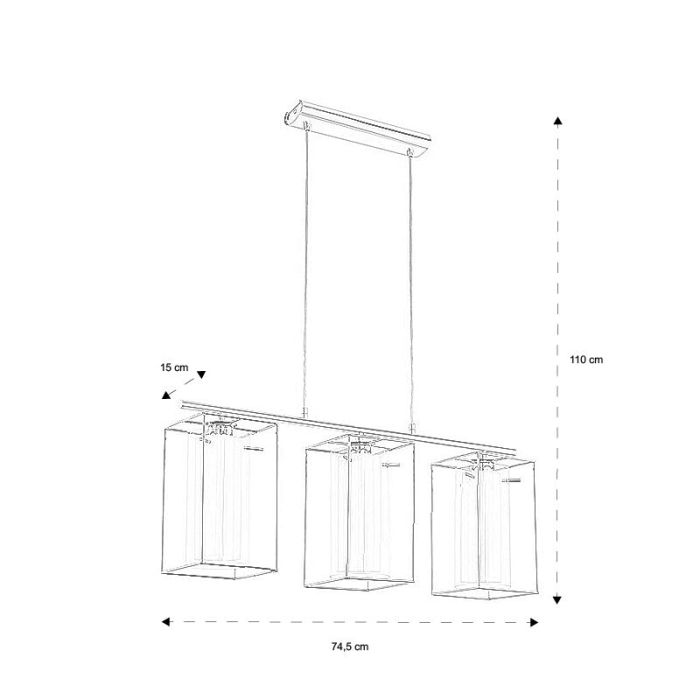 Chromen industriële hanglamp glas, Aprica