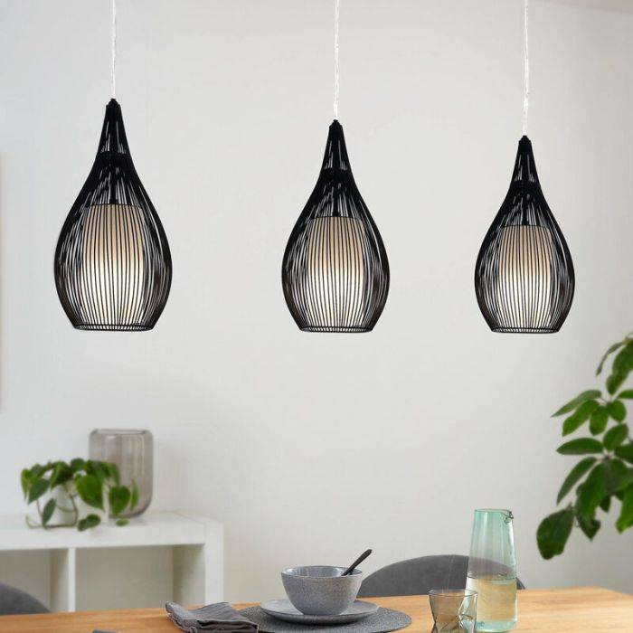 Zwarte moderne hanglamp glas, Maritima