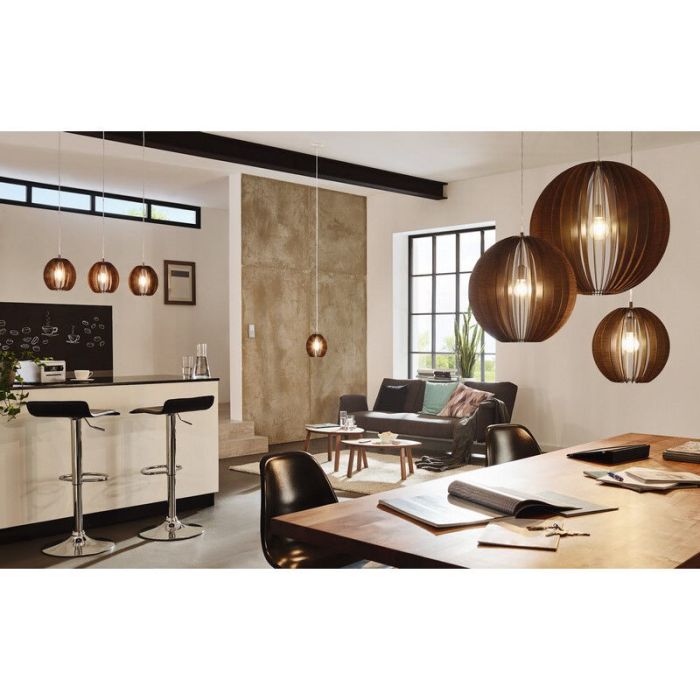 Bruine landelijke hanglamp hout, Bergama