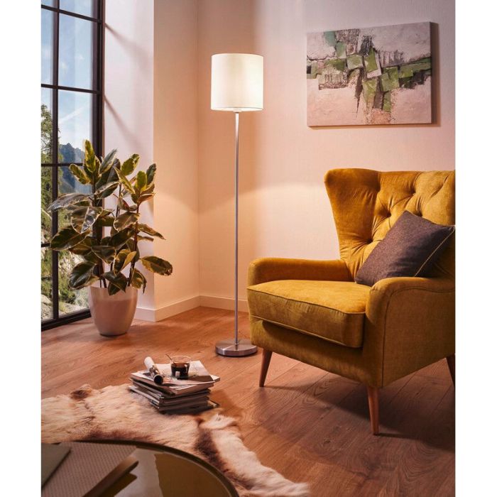 Witte moderne vloerlamp stof, Abano, met schakelaar