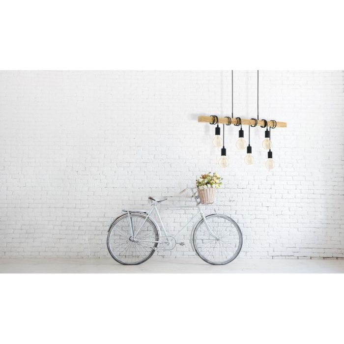Houten balk hanglamp zwart, Anton
