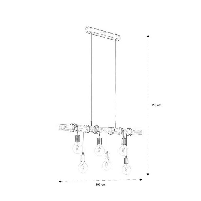 Houten balk hanglamp zwart, Anton