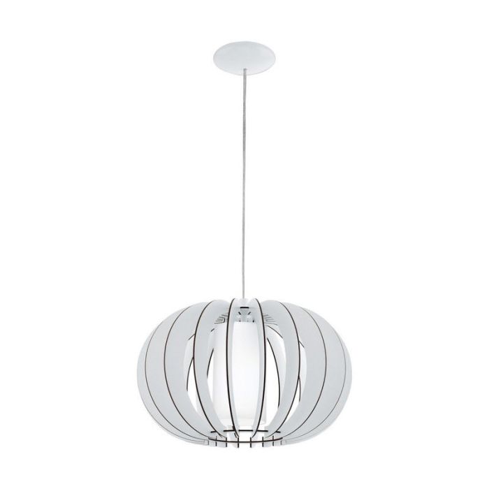 Witte landelijke hanglamp hout, Kiran, 40 cm