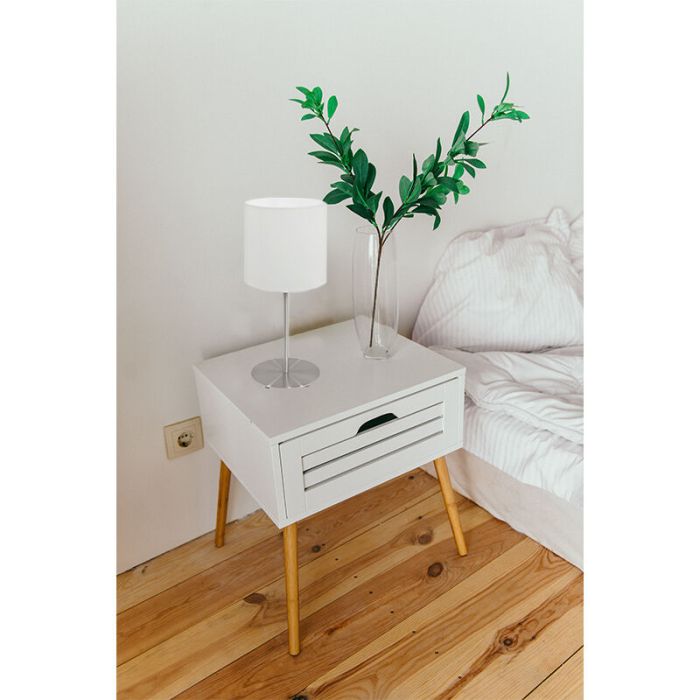 Witte moderne tafellamp stof, Abano, met schakelaar