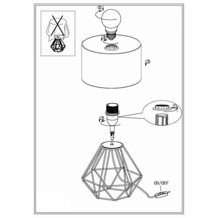 Koperen design tafellamp stof, Acri, met schakelaar
