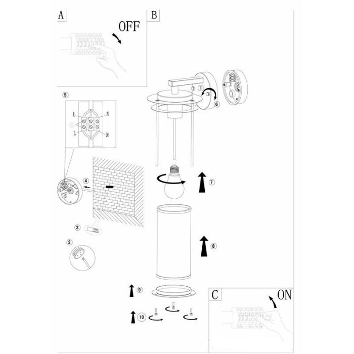 Zwarte buitenlamp glas, Bijou, IP44