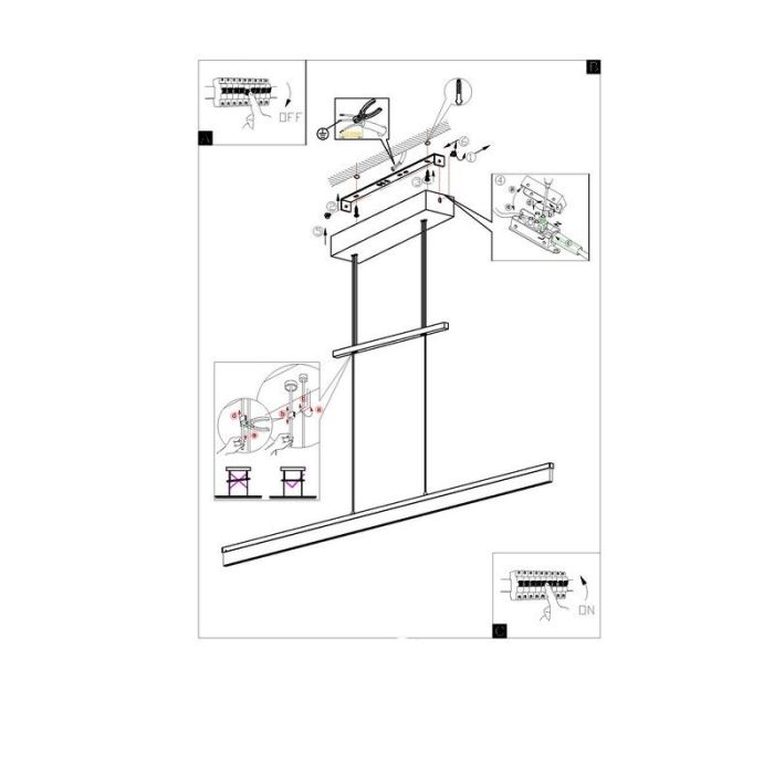 Chromen moderne hanglamp kunststof, Cassandra, 13W, 3000K LED