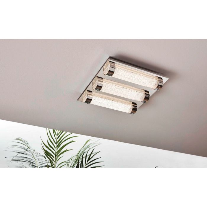 Chromen design plafondlamp glas, Iris, 7W, 4000K LED, IP44