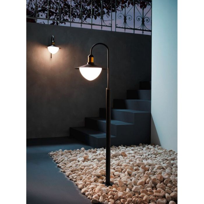 Moderne buiten wandlamp Jaylano Gegalvaniseerd Staal Zwart/Goud