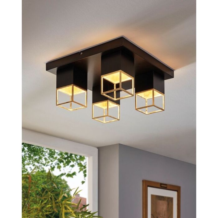 Zwarte moderne plafonniere, Jovanny, staal