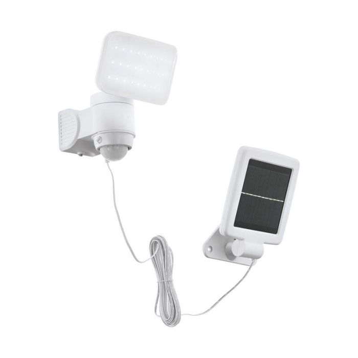 Witte buiten wandlamp op zonne-energie kunststof, Frits, 5W, 6500K LED, IP44