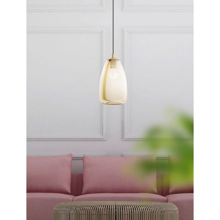 Amberkleurige design hanglamp glas, Fredericus