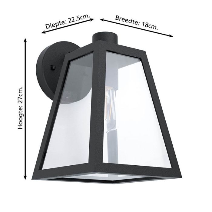 Zwarte moderne buitenlamp, Laurens, aluminium, IP44