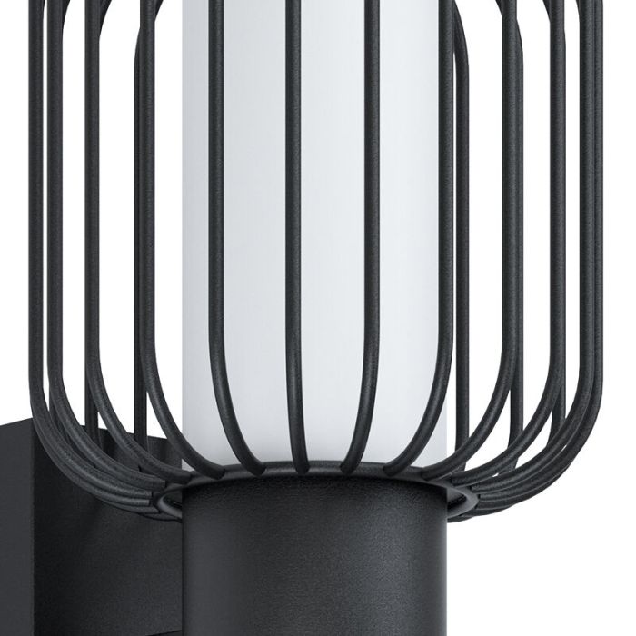 Zwarte moderne buitenlamp met bewegingssensor, Latife, staal, met bewegingssensor