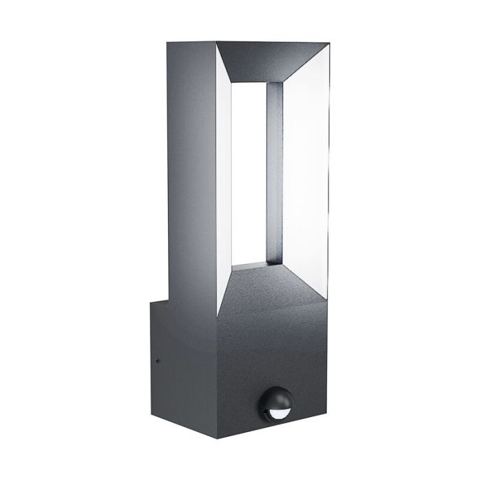 Zwarte moderne buitenlamp met bewegingssensor, Larisa, aluminium, met bewegingssensor
