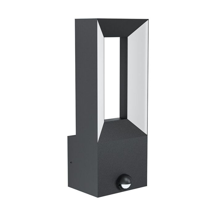 Zwarte moderne buitenlamp met bewegingssensor, Larisa, aluminium, met bewegingssensor