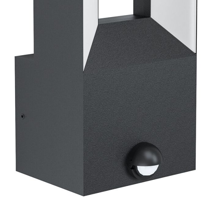 Zwarte moderne buitenlamp met bewegingssensor, Larisa, aluminium, met bewegingssensor