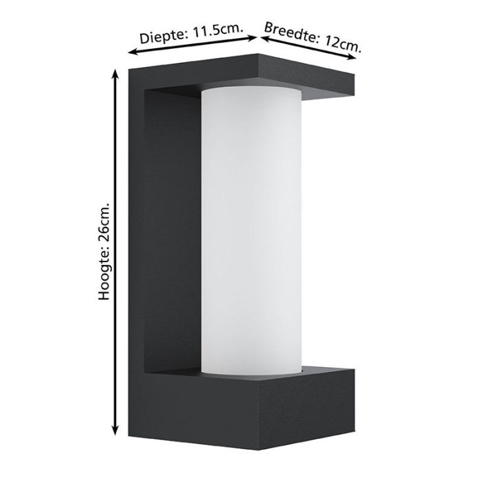 Zwarte moderne buitenlamp, Lilianne, aluminium, 6w 3000K (warm wit) LED