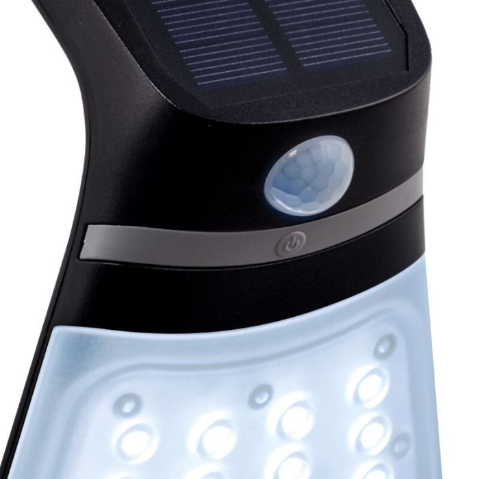 Zwarte moderne buitenlamp met bewegingssensor, Lydie, kunststof, met verstelbare lichtkleur