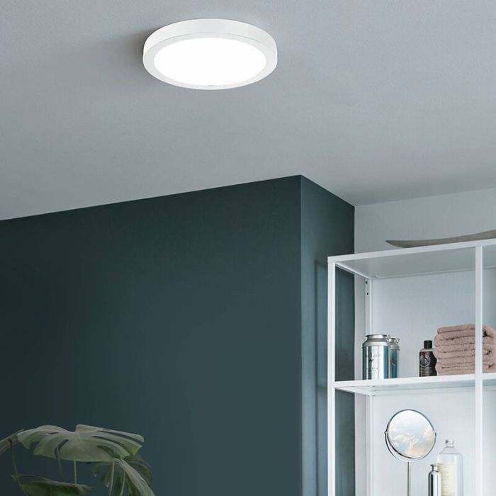 Witte smart plafondlamp kunststof, Geraldo, 19,5W, warm tot koud wit verstelbare LED, IP44